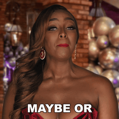 Woman In Red Dress With Maybe GIF