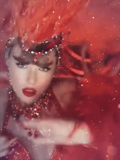 Woman In Red Dress With Mouth Open GIF