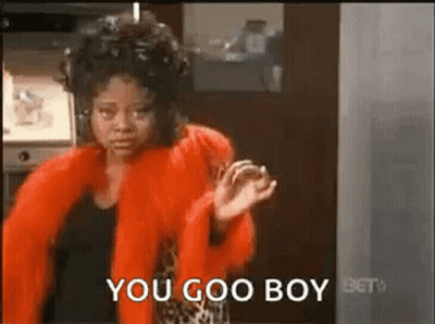 Woman In Red Fur Coat Saying You Goo Boy GIF