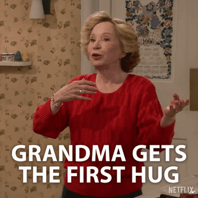 Woman In Red: Grandma Gets First Hug Netflix GIF