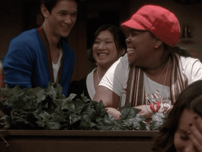Woman In Red Hat Laughing With Man And Woman GIF
