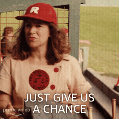 Woman In Red Hat Saying Just Give Us A Chance GIF