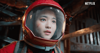 Woman In Red Helmet With Netflix Logo GIF