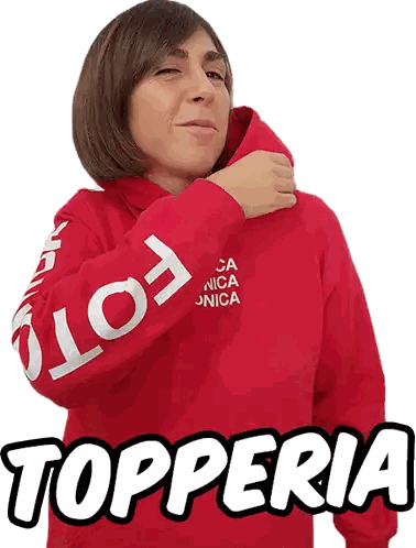 Woman In Red Hoodie 'Topperia Sticker
