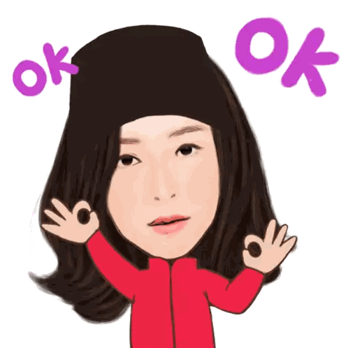Woman In Red Jacket And Black Hat Giving Ok Sticker