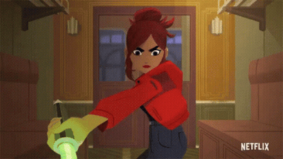 Woman In Red Jacket Holding Green Object Netflix GIF