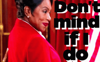 Woman In Red Jacket Saying Don't Mind If I Do GIF