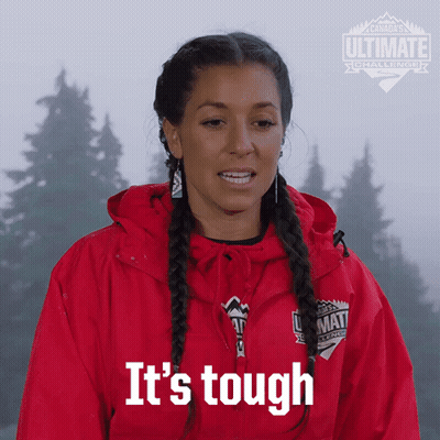 Woman In Red Jacket Saying It's Tough GIF