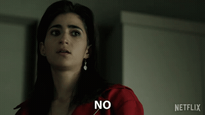 Woman In Red Jacket Saying No GIF
