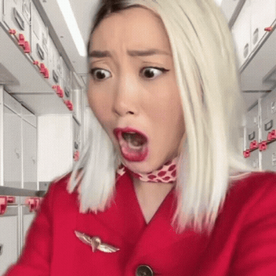 Woman In Red Jacket With Bird Badge GIF