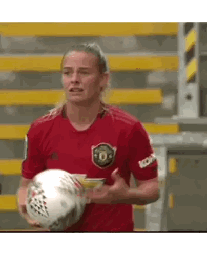 Woman In Red Jersey Holding Soccer Ball Sticker