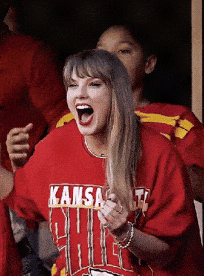 Woman In Red Kansas State Shirt Cheering GIF