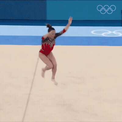 Woman In Red Leotard Number 265 GIF