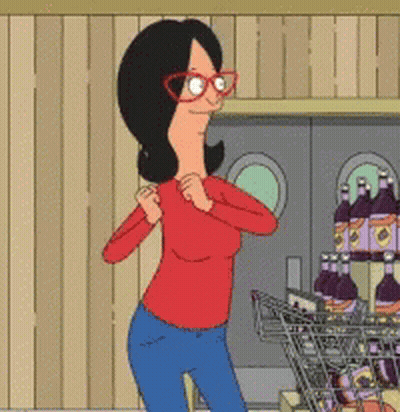 Woman In Red Next To Shopping Cart With Soda Bottles GIF