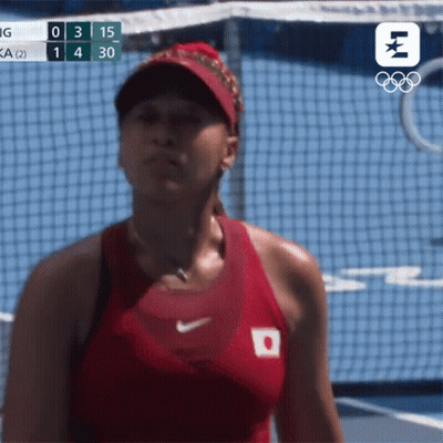 Woman In Red Nike Tank Top Score 0-3 GIF