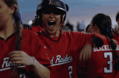 Woman In Red Raiders Jersey Screams GIF