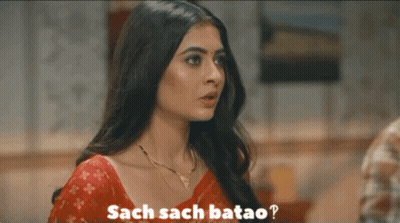 Woman In Red Saree Asking Sach Sach Batao GIF