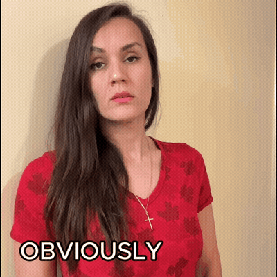 Woman In Red Shirt And Cross Necklace Saying Obviously GIF