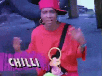Woman In Red Shirt And Pink Hat Chilli Sign GIF