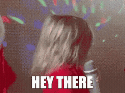 Woman In Red Shirt Dancing Disco Ball Hey There GIF