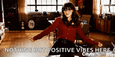 Woman In Red Shirt Dancing Positive Vibes GIF