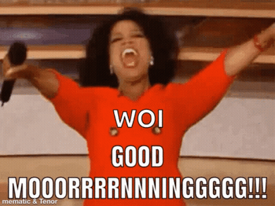 Woman In Red Shirt Holding Microphone Saying Woi Good GIF