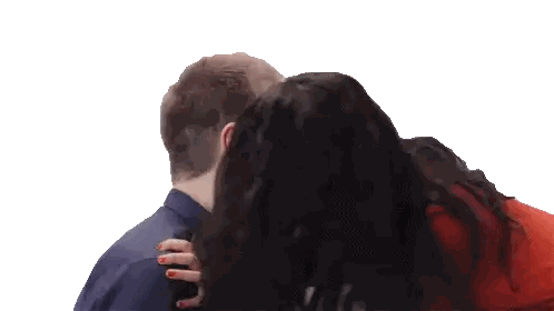 Woman In Red Shirt Kissing Man Forehead Sticker