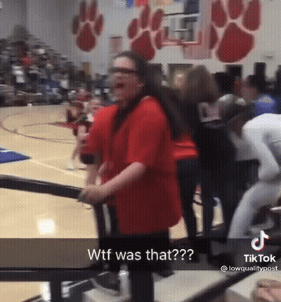 Woman In Red Shirt On Basketball Court GIF