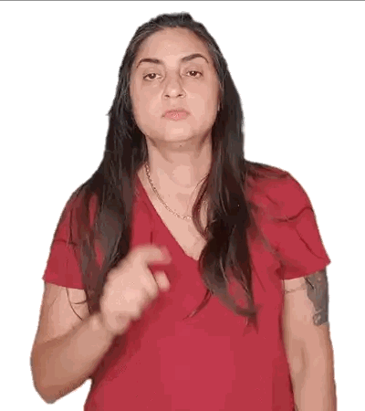 Woman In Red Shirt Pointing Sticker