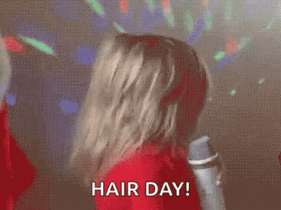 Woman In Red Shirt Saying Hair Day GIF