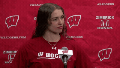 Woman In Red Shirt Saying Hog GIF