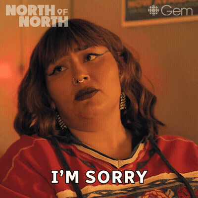 Woman In Red Shirt Saying Sorry GIF