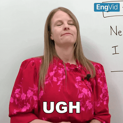 Woman In Red Shirt Saying Ugh In Front Of Whiteboard GIF