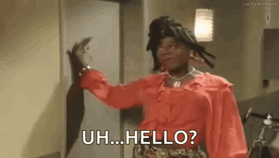 Woman In Red Shirt Saying Uh Hello GIF