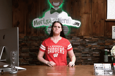 Woman In Red Shirt Saying Wisconsin Badgers GIF