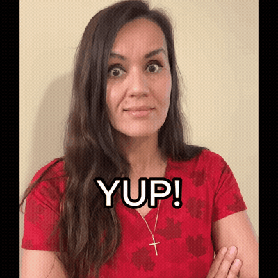 Woman In Red Shirt Saying Yup GIF