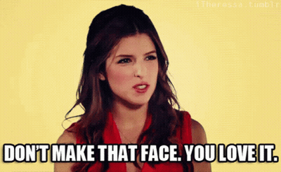Woman In Red Shirt Says Don't Make That Face You Love It GIF