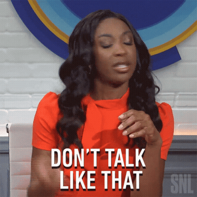 Woman in Red Shirt Says Don't Talk Like That