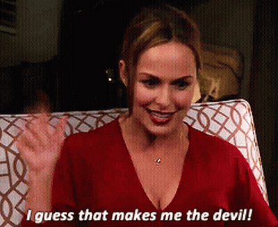 Woman In Red Shirt Says I Guess That Makes Me The Devil GIF