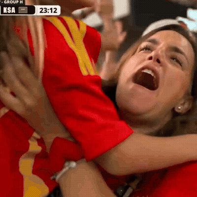 Woman In Red Shirt Screaming Watching Saudi Arabia Soccer GIF