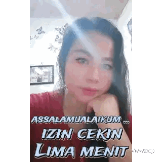 Woman In Red Shirt Taking Selfie Saying Assalamualaikum Sticker