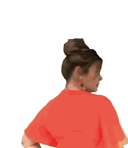 Woman In Red Shirt With Bun Sticker