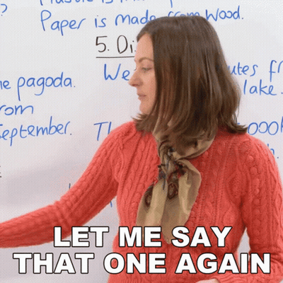 Woman In Red Sweater At Whiteboard With Let Me Say That One Again GIF