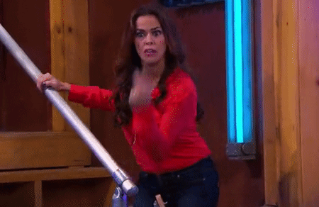 Woman In Red Sweater Covering Mouth GIF