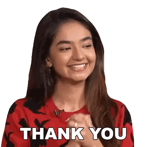 Woman In Red Sweater Saying Thank You Sticker