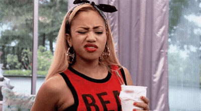 Woman In Red Tank Top Rebel Funny Face GIF