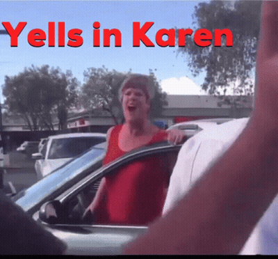 Woman In Red Tank Top Yells Karen Driving GIF