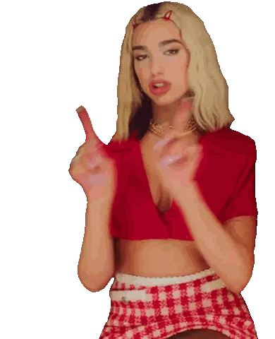 Woman In Red Top And Plaid Skirt Giving Thumbs Up Sticker