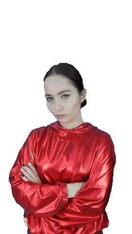 Woman In Red Top Covering Face Sticker