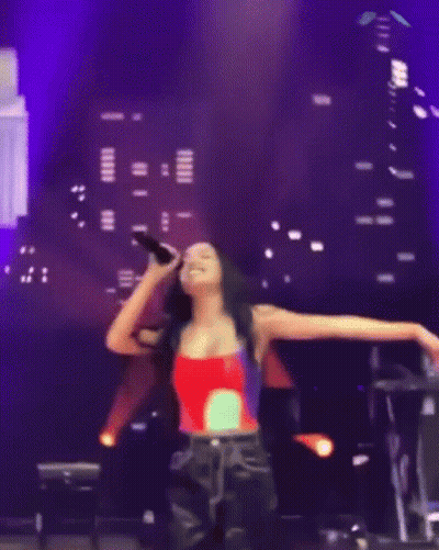 Woman In Red Top Dancing On Stage GIF